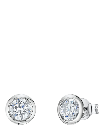 Jools by Jenny Brown Cubic Zirconia Round Stud Earrings, Silver, 