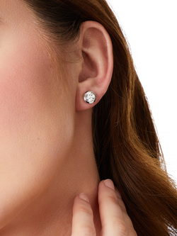 Jools by Jenny Brown Cubic Zirconia Round Stud Earrings, Silver - view 2, 