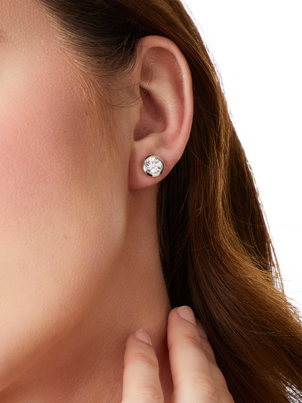 Jools by Jenny Brown Cubic Zirconia Round Stud Earrings, Silver - view 2, 