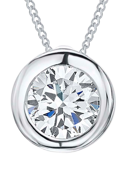 Jools by Jenny Brown Cubic Zirconia Round Pendant Necklace, Silver, 