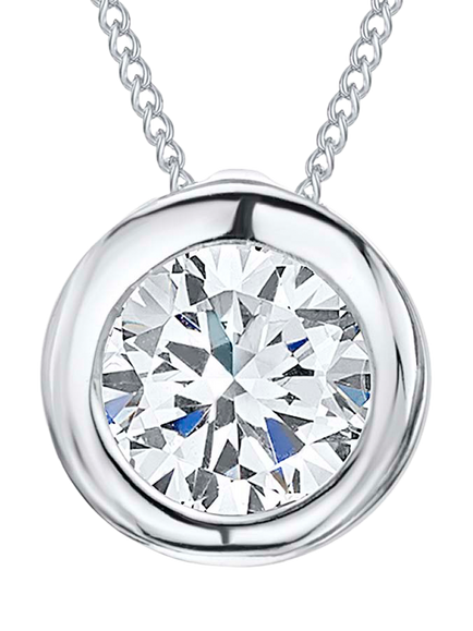 Jools by Jenny Brown Cubic Zirconia Round Pendant Necklace, Silver, 