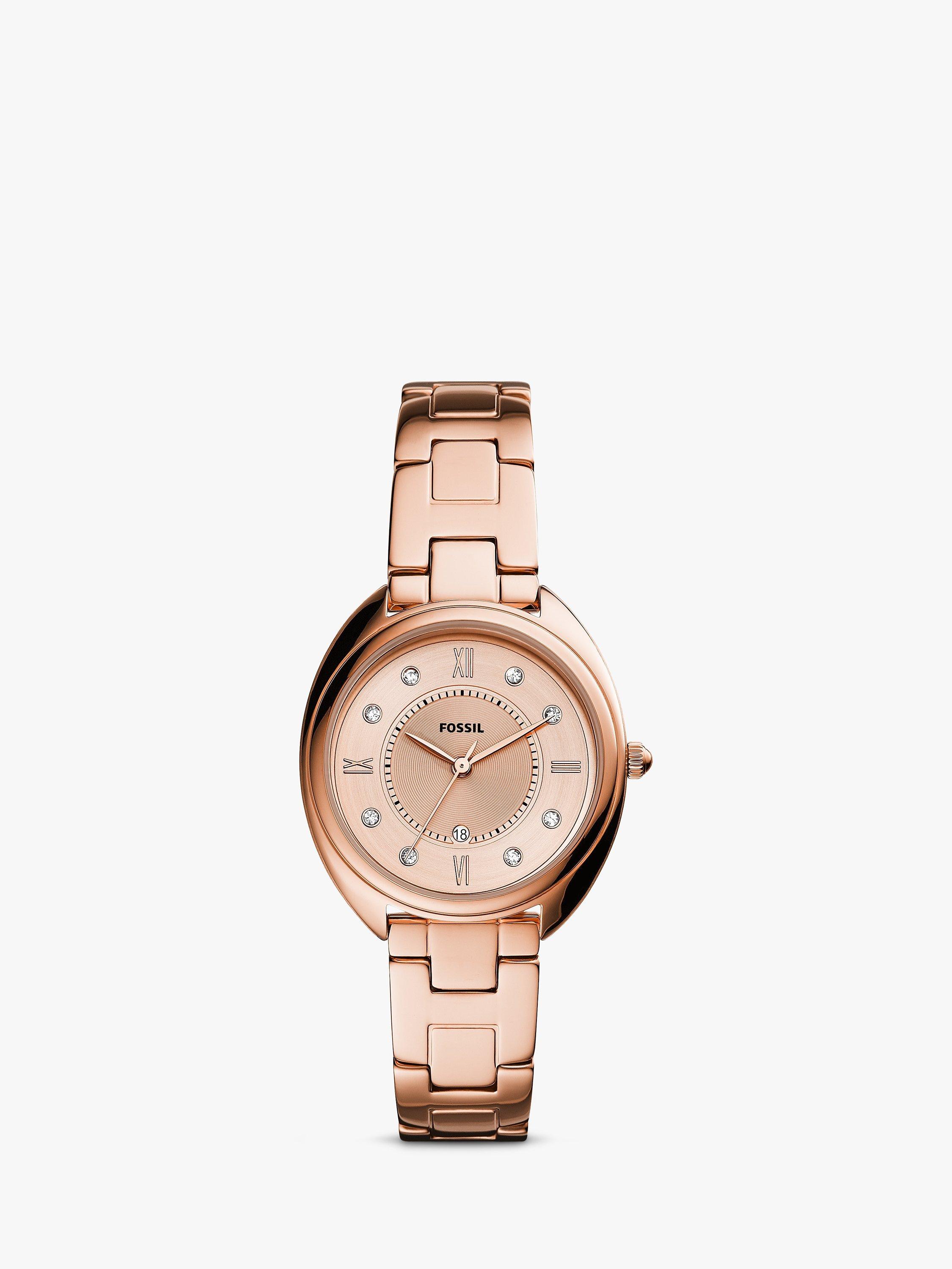 Fossil Women's Gabby Date Bracelet Strap Watch, Rose Gold ES5070