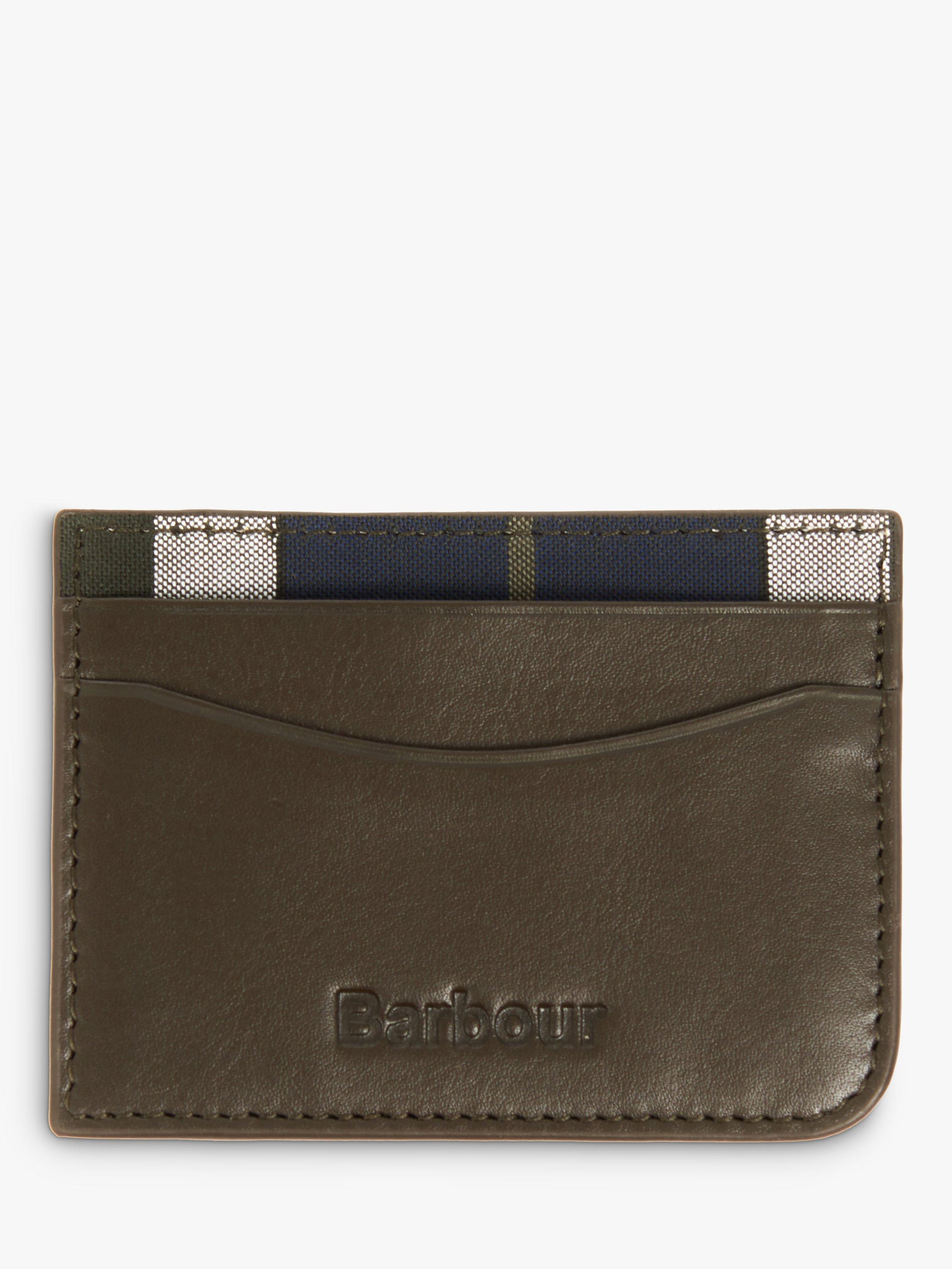 Barbour Leather Tartan Card Holder, Green