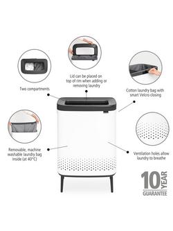 Brabantia Bo Hi Laundry Bin, 2 x 45L, White