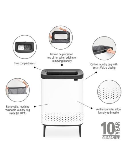 Brabantia Bo Hi Laundry Bin, 2 x 45L, White