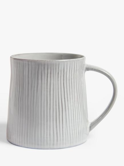 John Lewis Leckford Stoneware Mug, 360ml, Grey, Grey