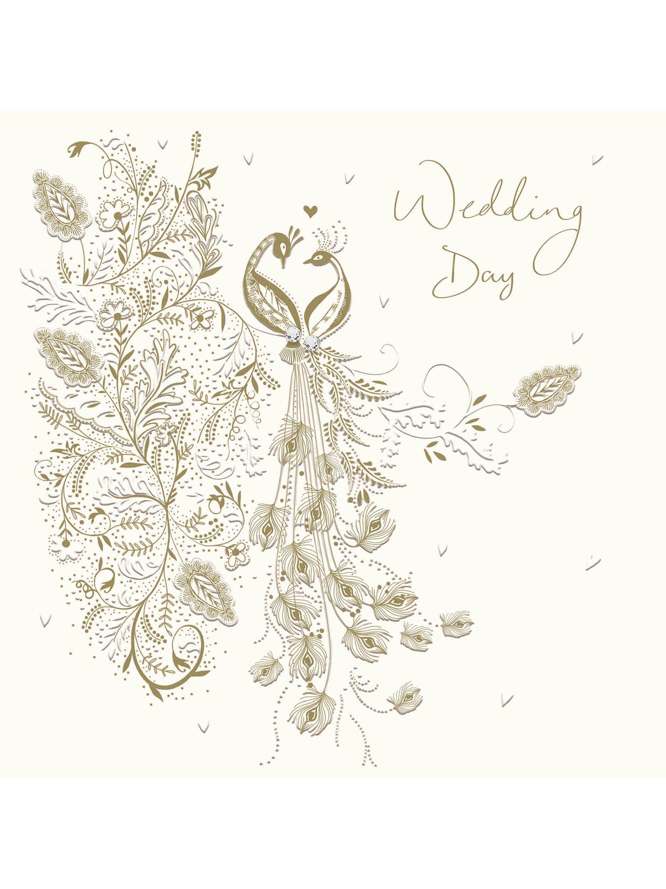 Woodmansterne Two Peacocks Wedding Day Card