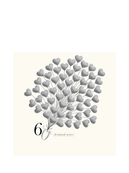 Woodmansterne Heart Balloons 60th Anniversary Card, Multi