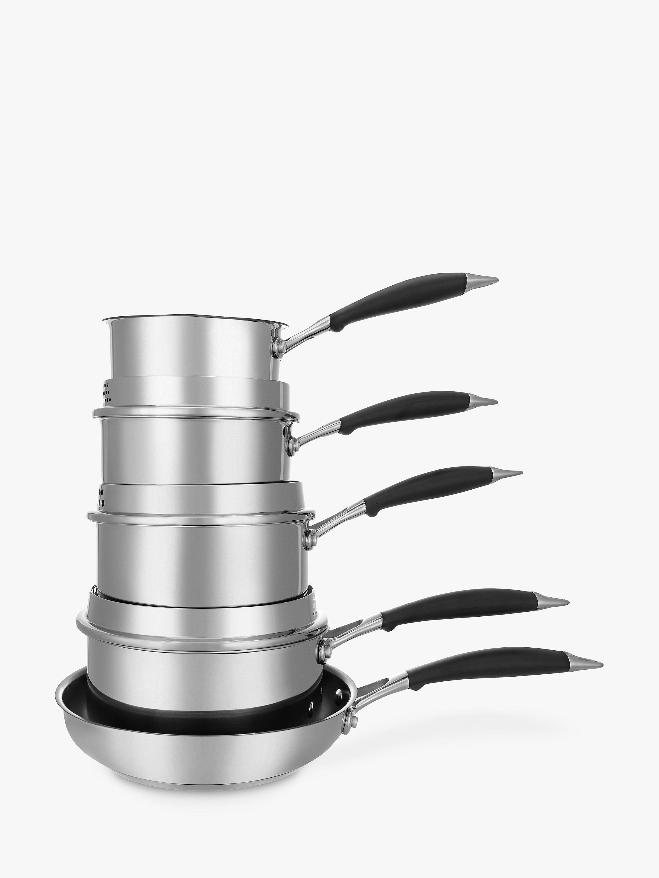 John Lewis 'The Pan' Stainless Steel Lidded Saucepans and Pan Set, 5 Piece
