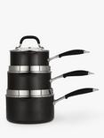 John Lewis 'The Pan' Aluminium Non-Stick Saucepan & Glass Lids Set, 3 Piece