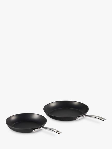 Le Creuset Toughened Non-Stick Shallow Frying Pans, Set of 2, Black