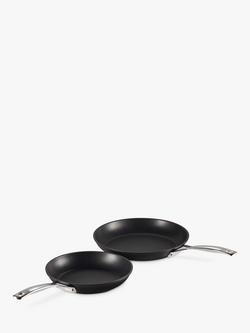 Le Creuset Toughened Non-Stick Shallow Frying Pans, Set of 2 - view 2, Black