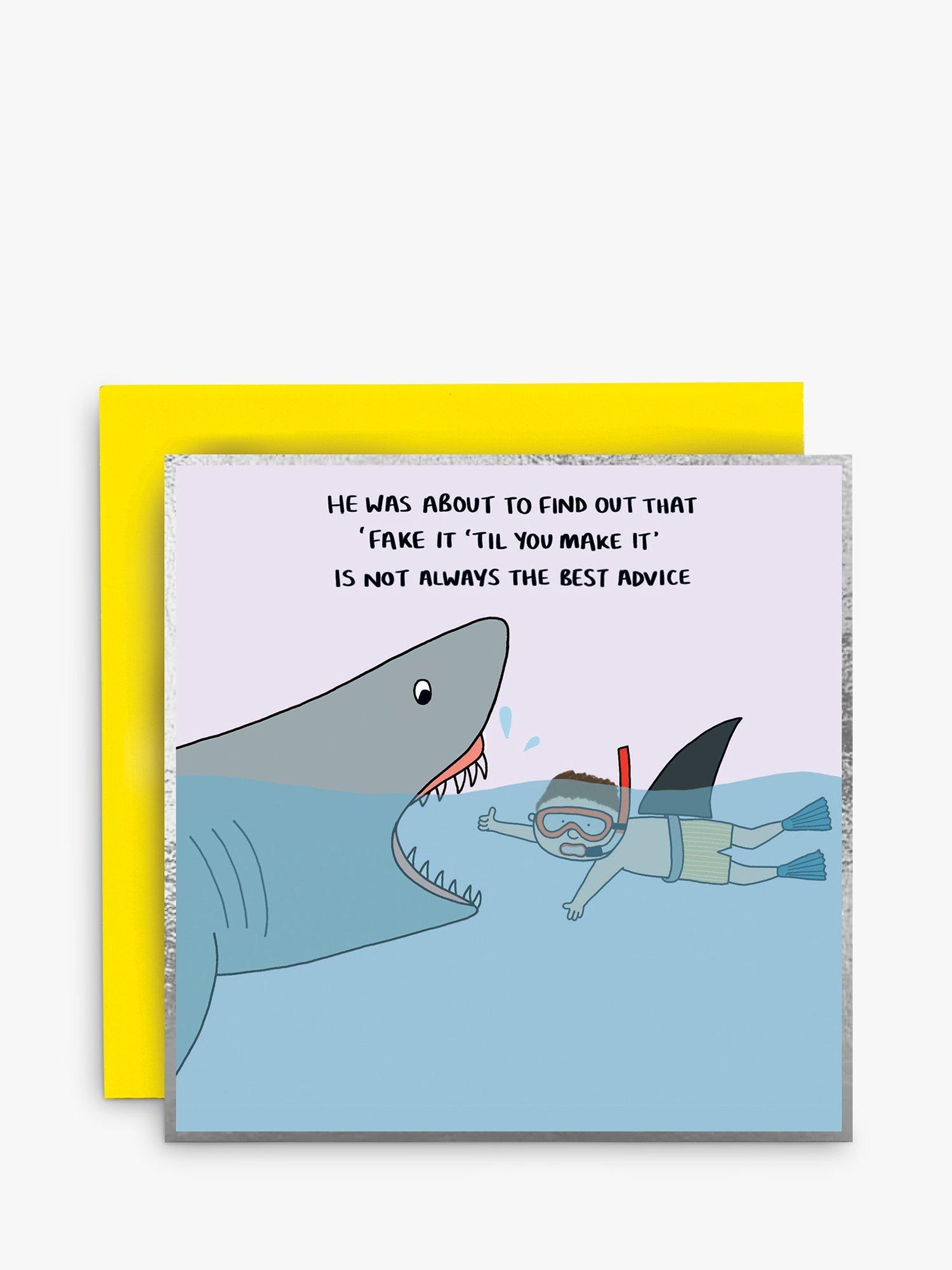 Susan O'Hanlon Shark Fake It Blank Greeting Card