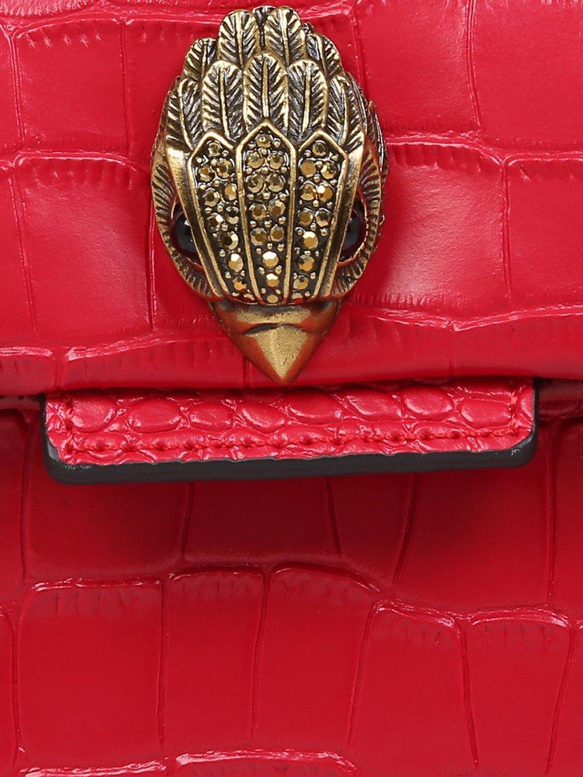 Kurt Geiger London Mini Kensington Croc Leather Shoulder Bag Bright Red