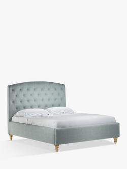 John Lewis Rouen Upholstered Bed Frame, King Size - view 2, Soft Touch Chenille Duck Egg