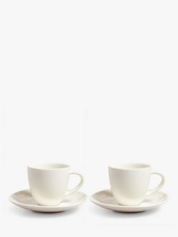 John Lewis Wave Fine China Espresso Cup & Saucer, Set of 2, 90ml, White