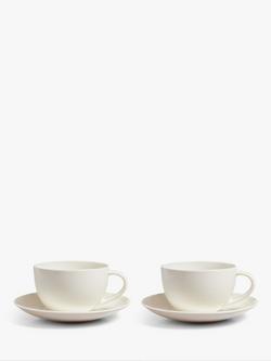 John Lewis Wave Fine China Cup & Saucer, Set of 2, 225ml, White