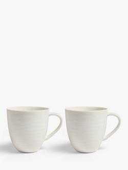 John Lewis Wave Fine China Mugs, Set of 2, 320ml, White