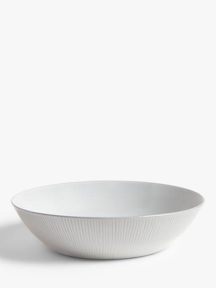 John Lewis Leckford Stoneware Low Serve Bowl, 27cm, Grey, Grey