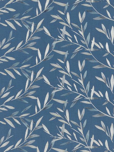 John Lewis Langley Leaf Embroidery Furnishing Fabric, Navy