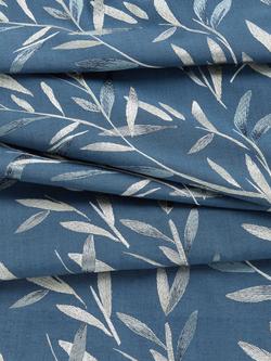 John Lewis Langley Leaf Embroidery Furnishing Fabric - view 2, Navy