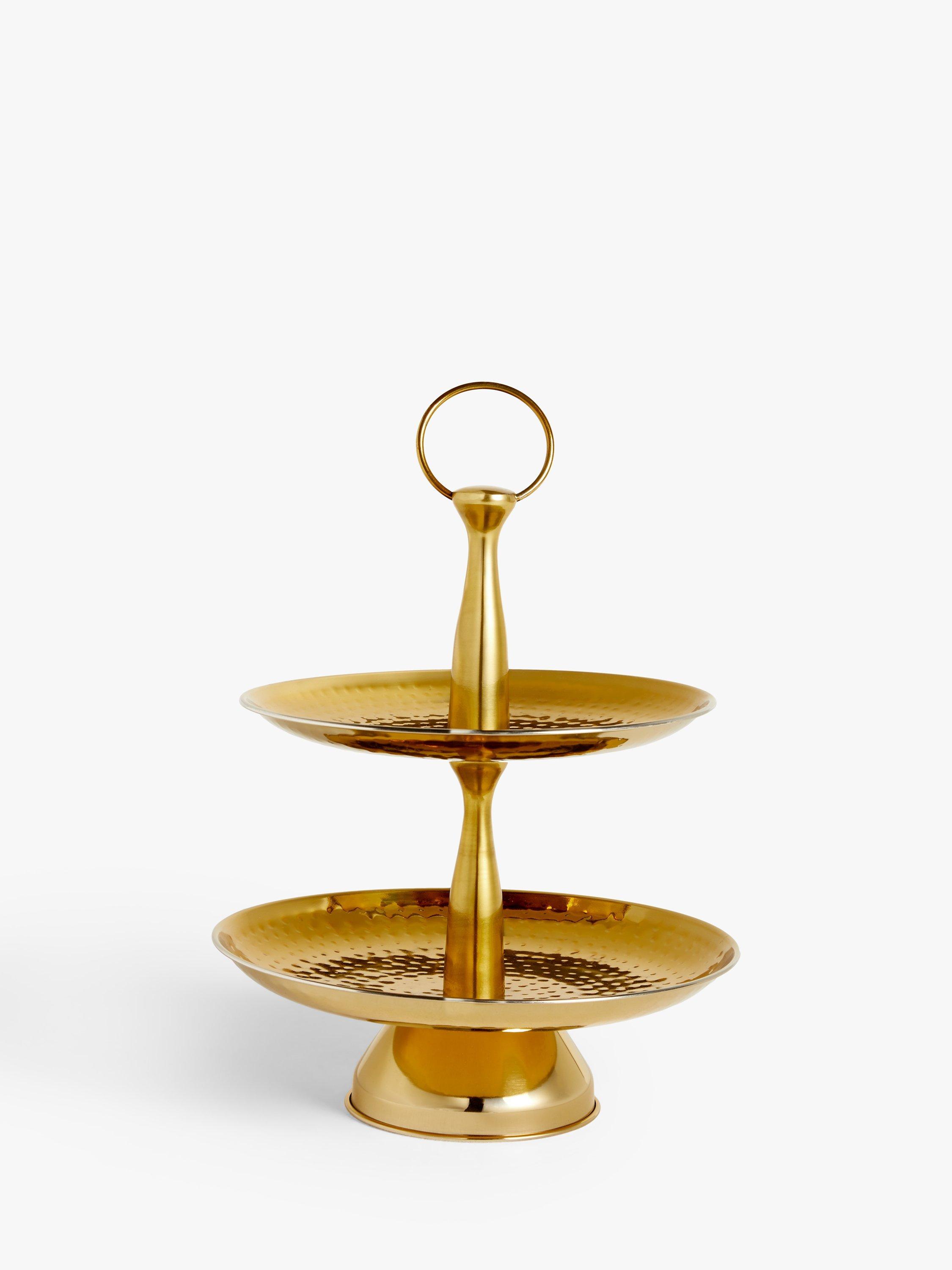 John Lewis Hammered Stainless Steel 2-Tier Cake Stand