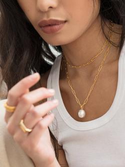 Monica Vinader Alta Textured Chain Necklace - view 2, Gold Gold
