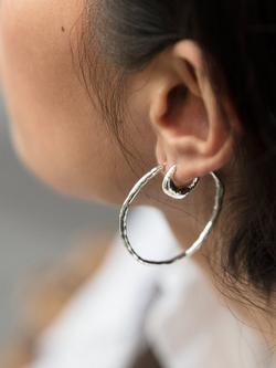 Monica Vinader Deia Huggie Hoop Earrings - view 2, Silver