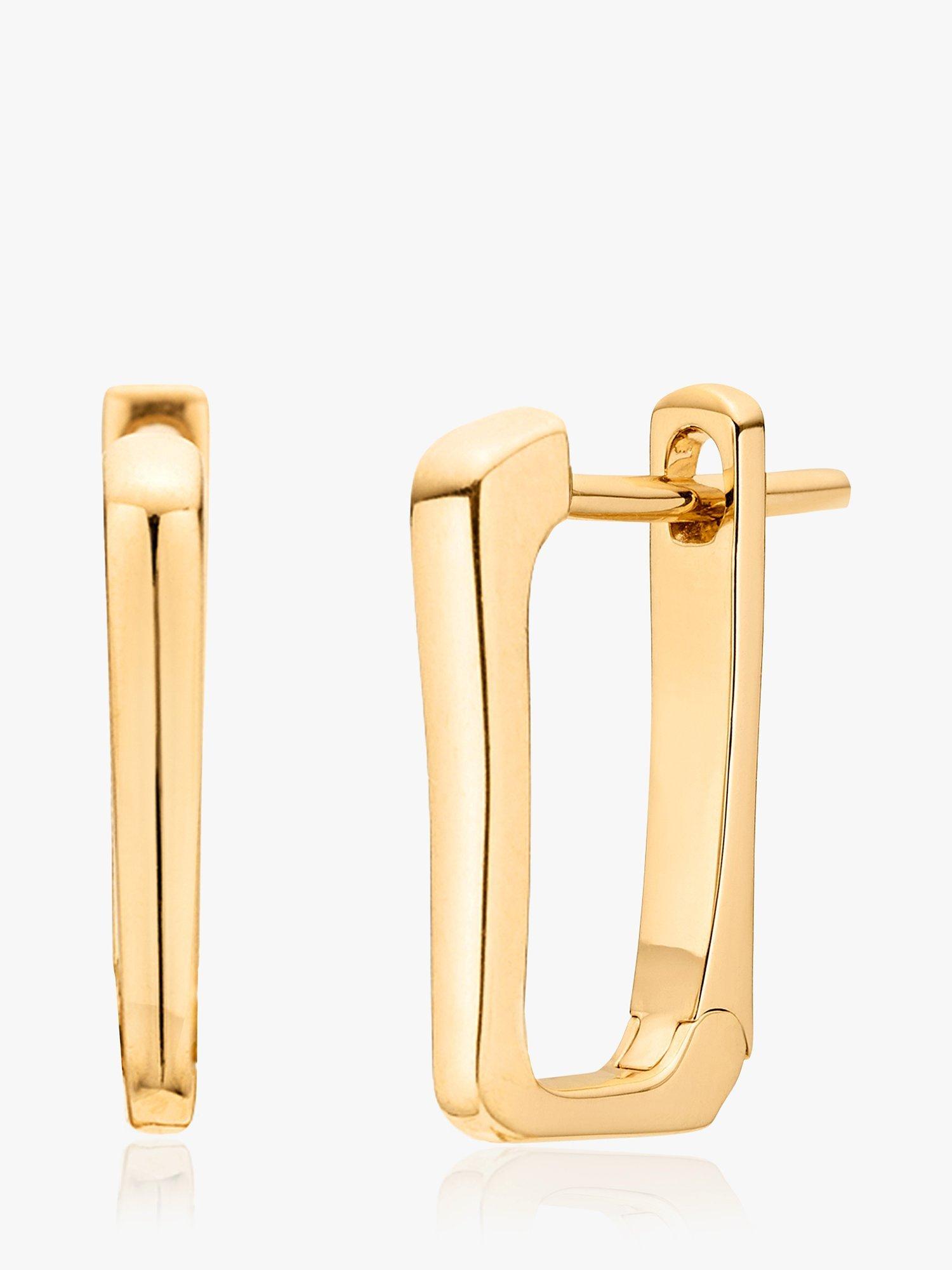 Product image 1 of 7, which shows Monica Vinader Alta Huggie Hoop Earrings, Gold