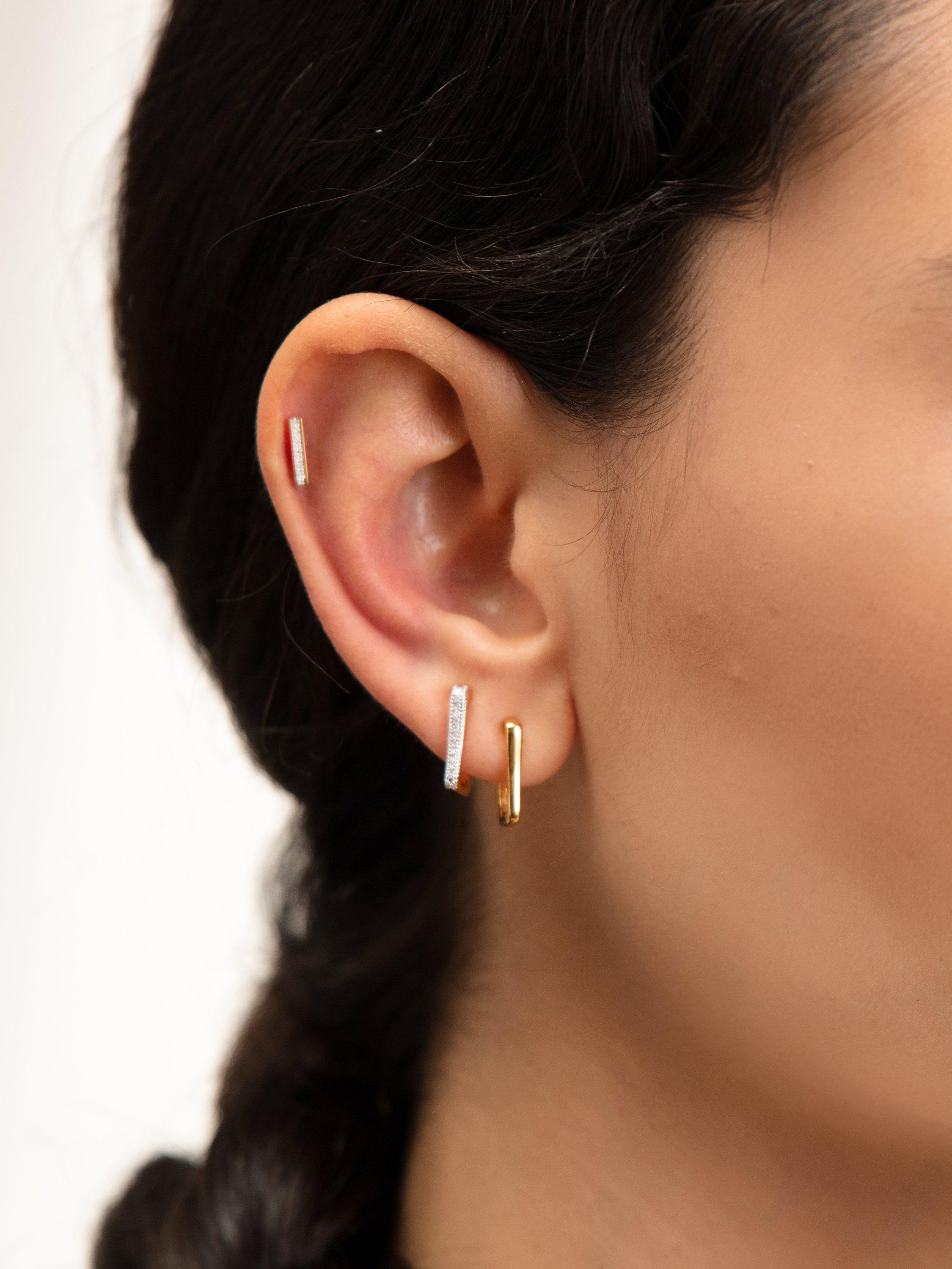 Product image 5 of 7, which shows Monica Vinader Alta Huggie Hoop Earrings, Gold