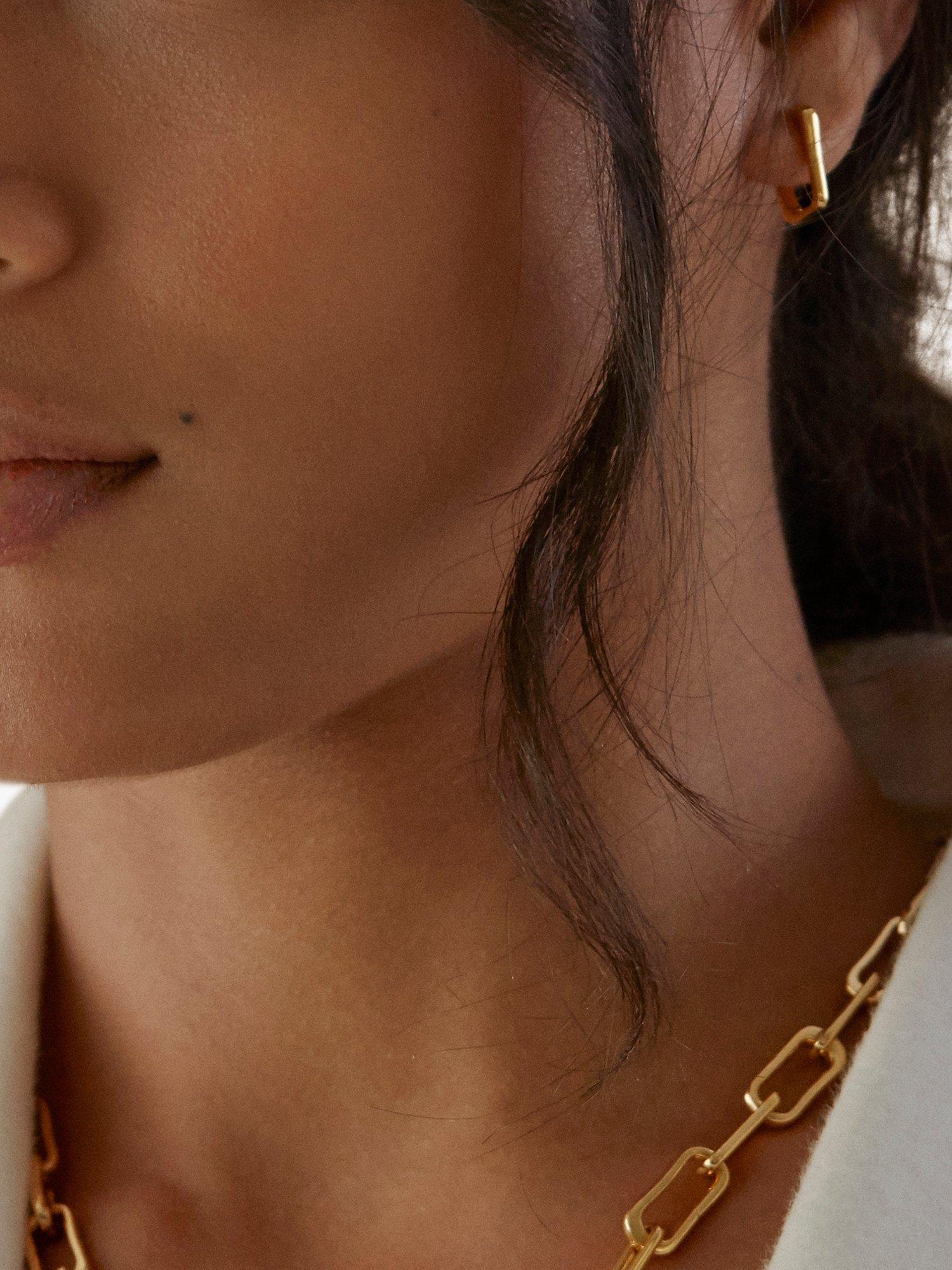 Product image 6 of 7, which shows Monica Vinader Alta Huggie Hoop Earrings, Gold