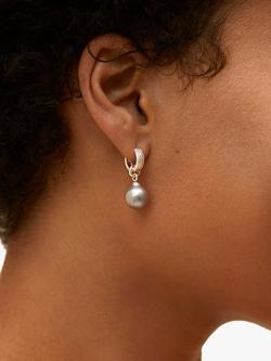 Monica Vinader Textured Huggie Hoop Earrings - view 2, Silver