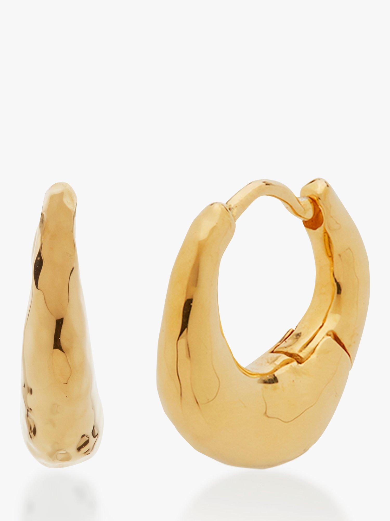 Product image 1 of 5, which shows Monica Vinader Deia Huggie Hoop Earrings, Gold