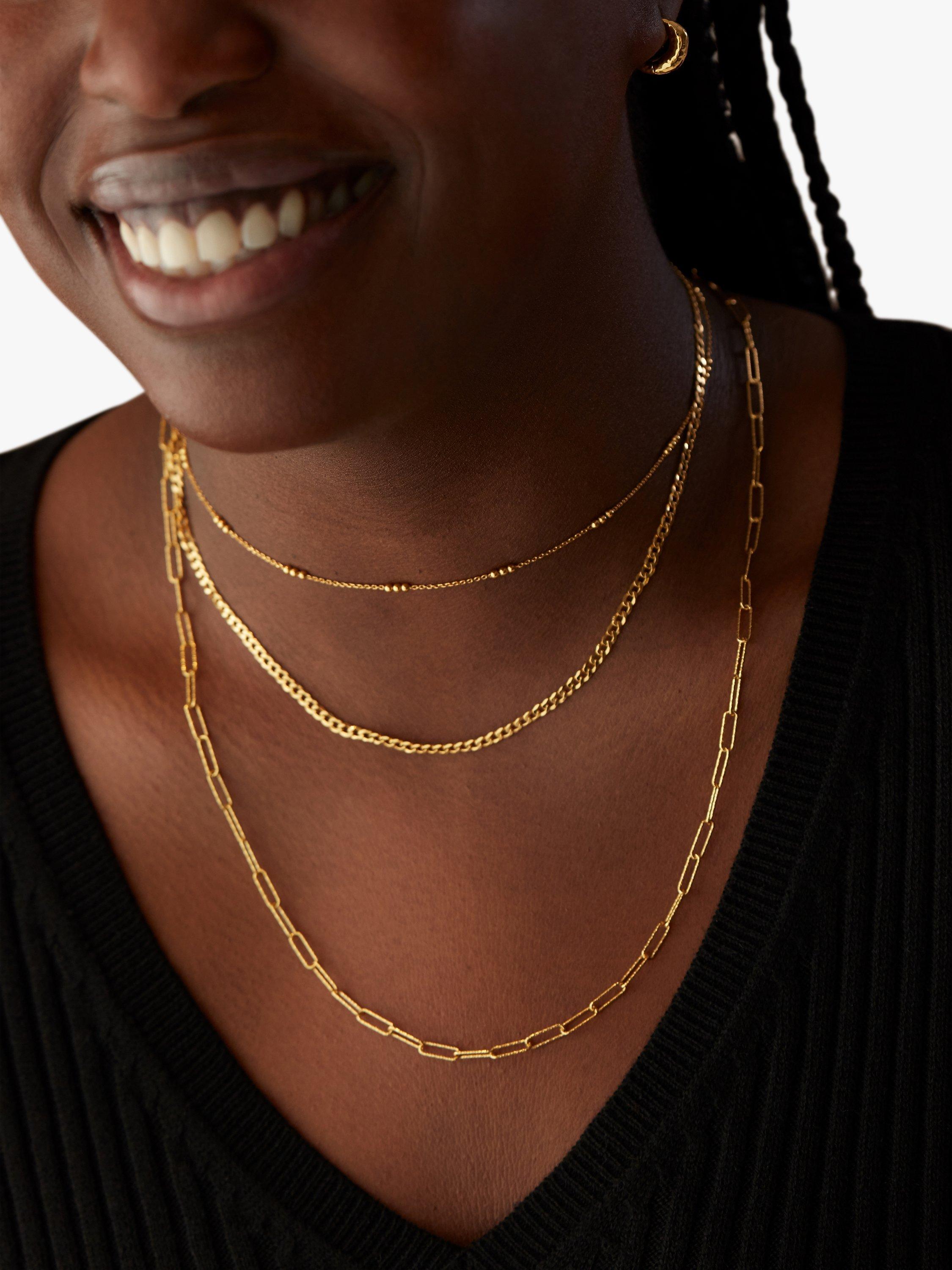 Product image 2 of 5, which shows Monica Vinader Deia Huggie Hoop Earrings, Gold