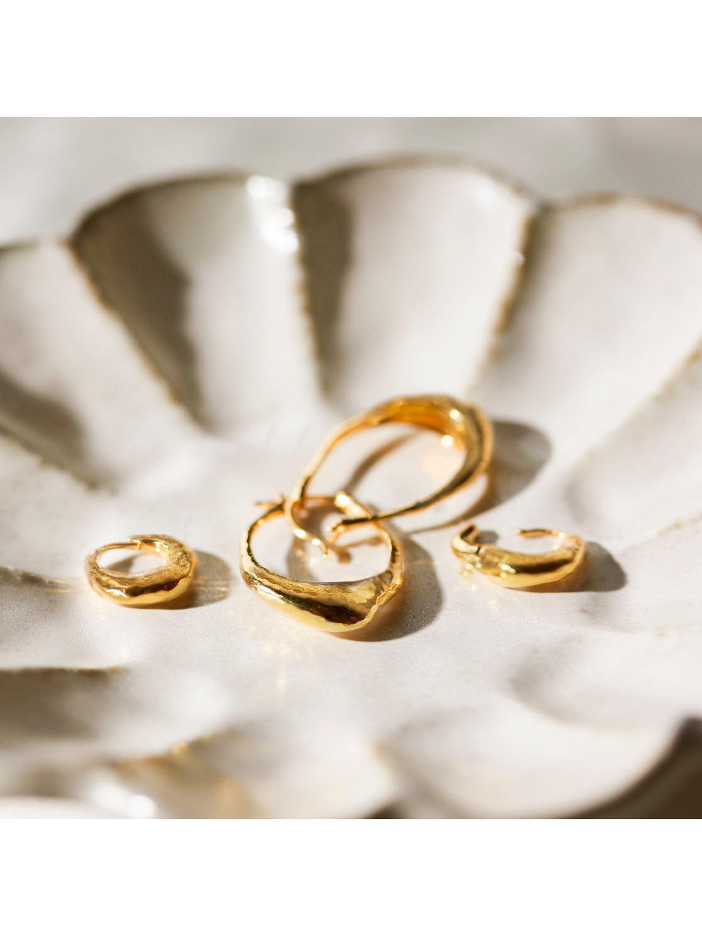 Product image 3 of 5, which shows Monica Vinader Deia Huggie Hoop Earrings, Gold