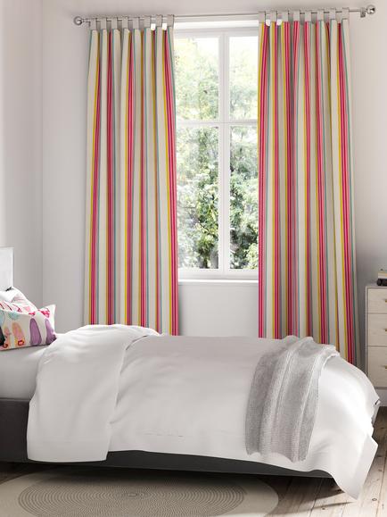 Harlequin Helter Skelter Stripe Furnishing Fabric - view 2, Cherry/Blossom