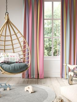 Harlequin Funfair Stripe Furnishing Fabric - view 2, Grape/Cherry