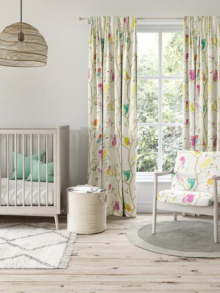 Harlequin What A Hoot Furnishing Fabric - view 2, Pink/Aquamarine/Lime