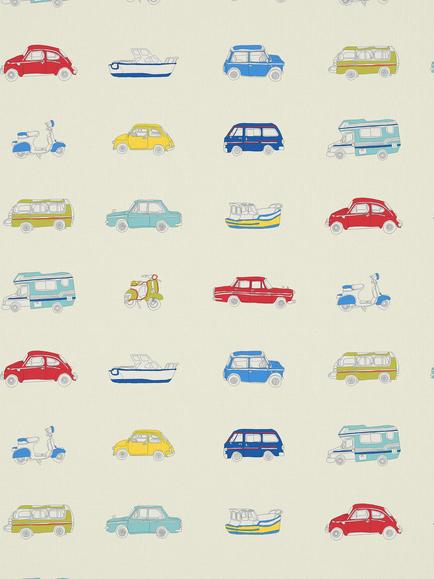 Harlequin Go Go Retro Furnishing Fabric, Strawberry/Sky Blue