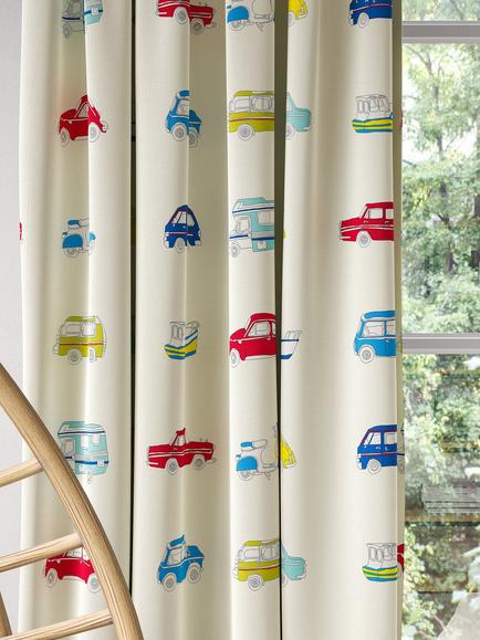 Harlequin Go Go Retro Furnishing Fabric - view 2, Strawberry/Sky Blue