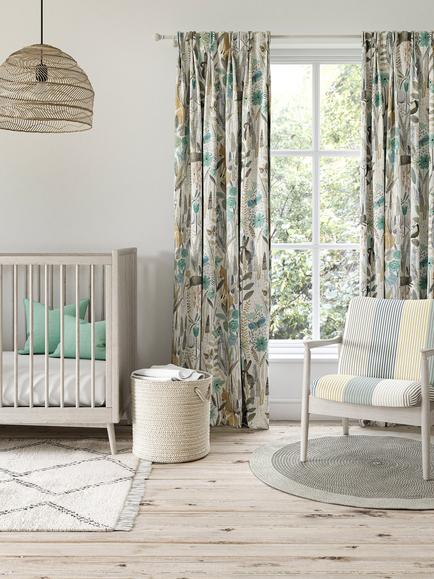 Harlequin Hide And Seek Furnishing Fabric - view 2, Linen/Duck Egg/Stone