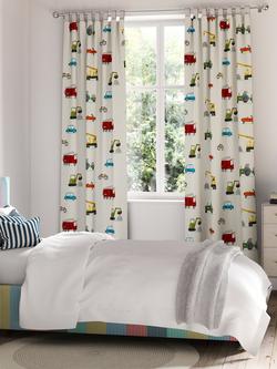 Harlequin Just Keep Trucking Furnishing Fabric - view 2, Tomato/Marine/Gecko