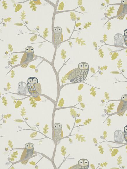 Harlequin Little Owls Furnishing Fabric, Kiwi