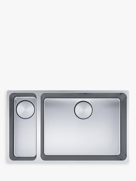Franke Mythos 1.5 Bowl Undermount Kitchen Sink with Right-Hand Large Bowl, Stainless Steel, Stainless Steel