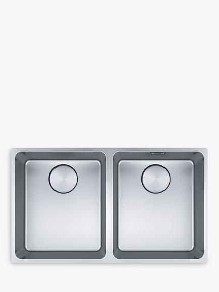 Franke Mythos MYX120-34-34 2 Bowl Undermounted Kitchen Sink, Stainless Steel, Stainless Steel