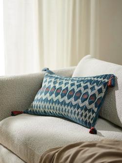 John Lewis Kuva Cushion - view 2, Blue Stone