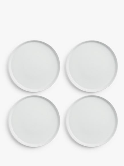 John Lewis Dine Porcelain Flat Dinner Plate, Set of 4, 26.5cm, White, White