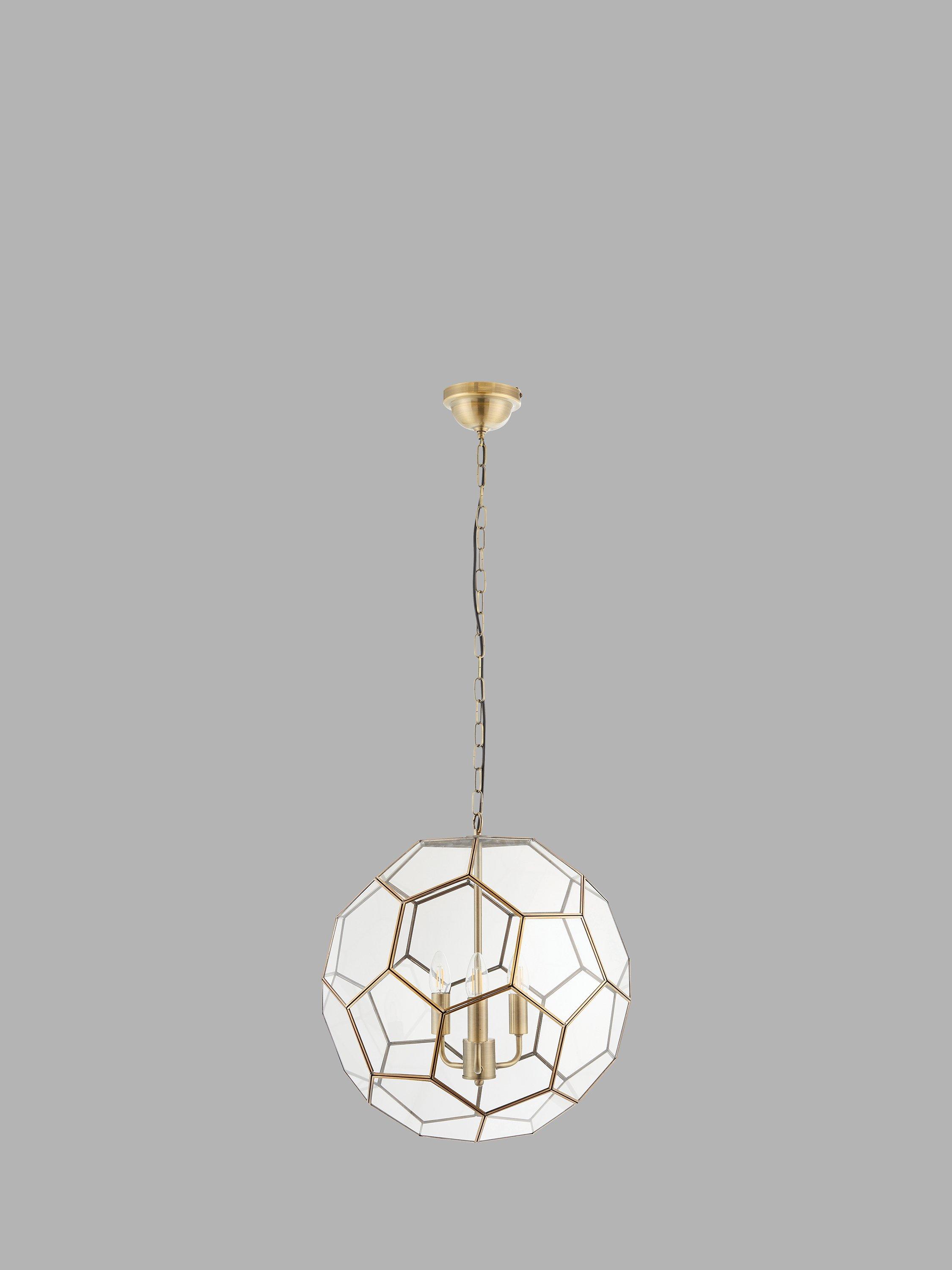 Bay Lighting Savannah Glass Pendant Ceiling Light, Large, Antique Brass
