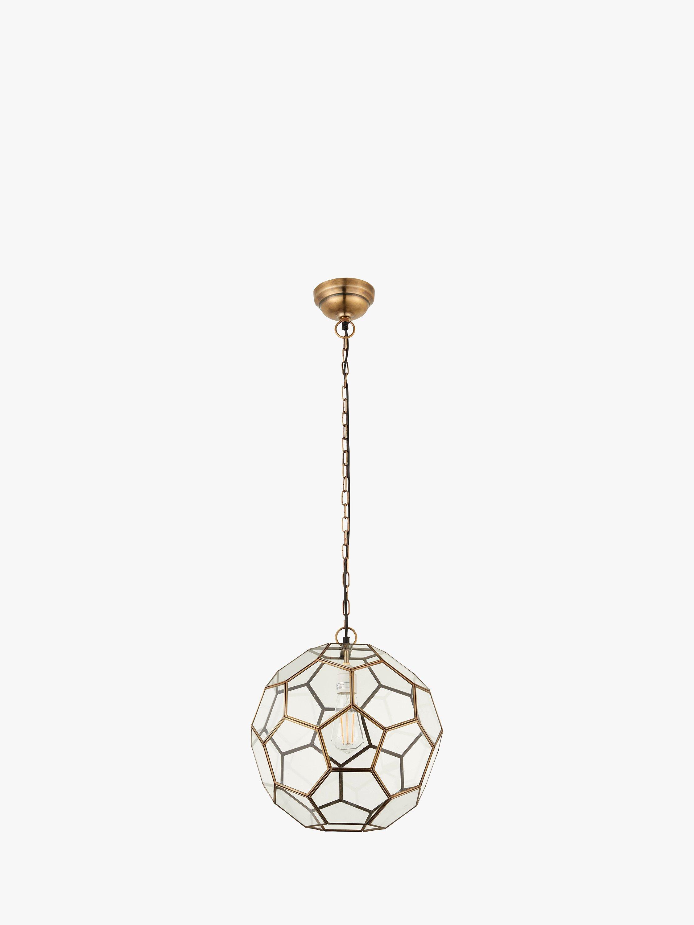 Bay Lighting Savannah Glass Pendant Ceiling Light, Small, Antique Brass