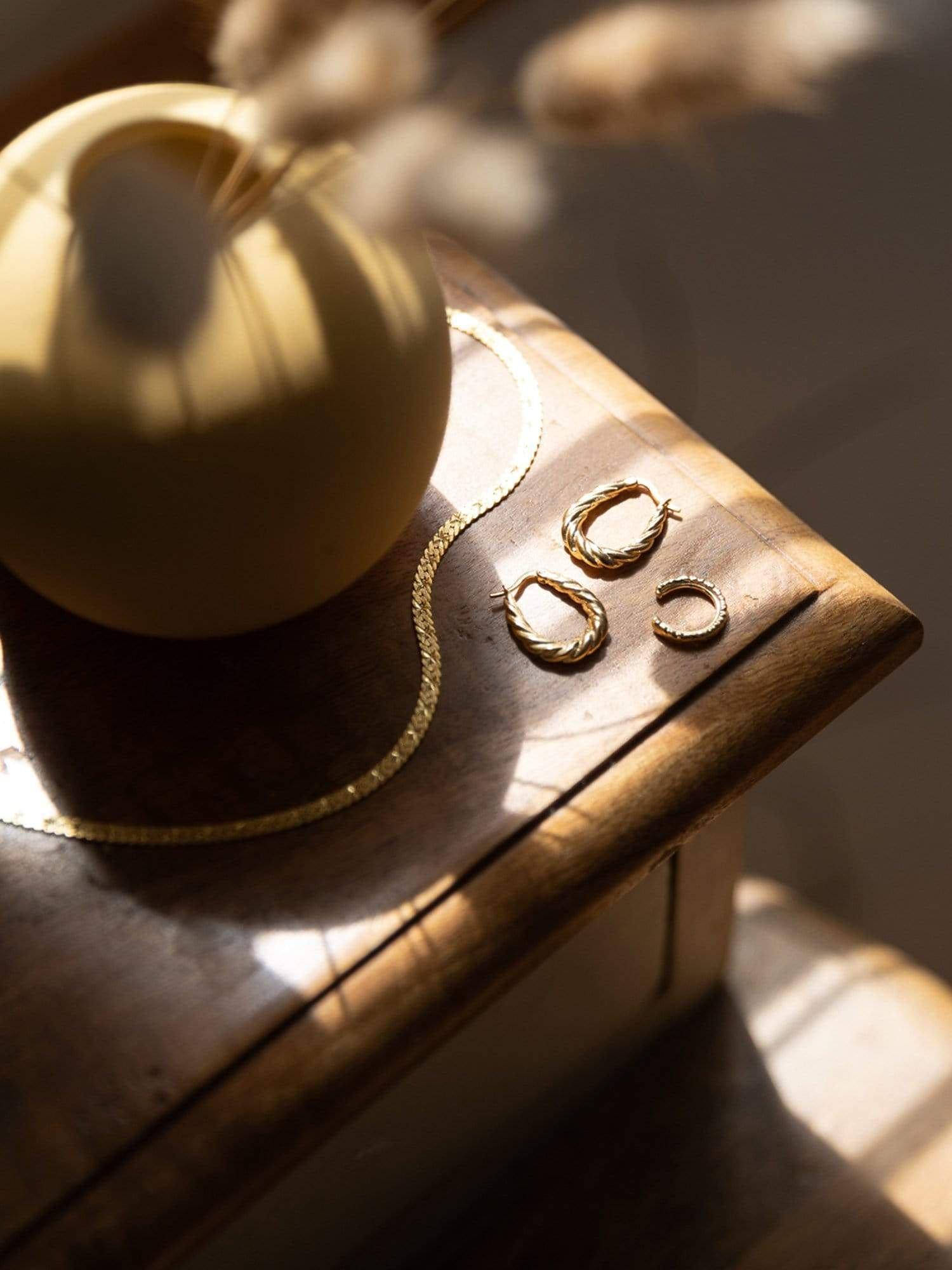 Product image 2 of 4, which shows Daisy London Rope Detail Drop Earrings, Gold